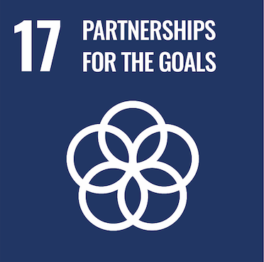 Tuile n° 17 des Objectifs de développement durable des Nations Unies en bleu foncé pour "Partnerships for the Goals".